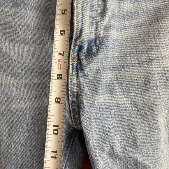 SALE ZARA High Waisted Light Wash Distressed Raw Hem Straight Leg Jeans W Size 2 - Picture 5 of 10